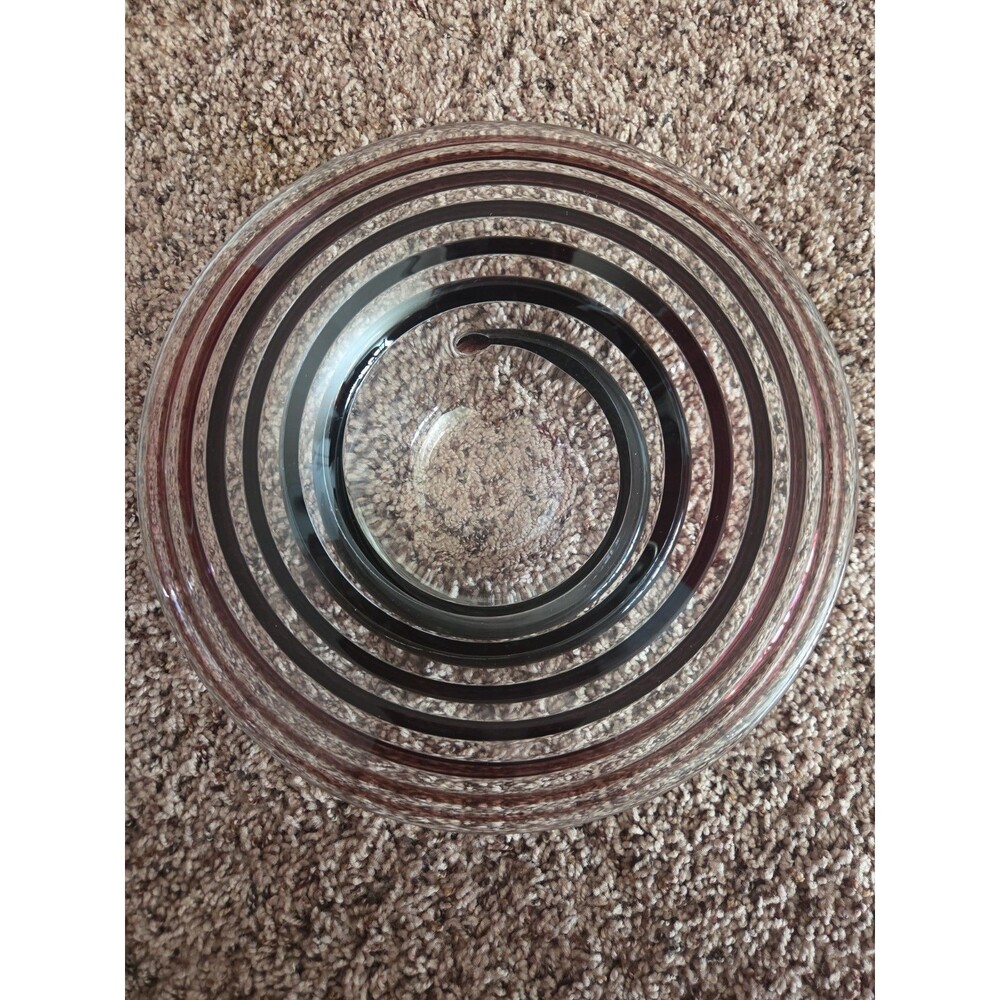 Vintage Art Glass Bowl Concentric Swirl Spiral Center Catchall Accent Dish